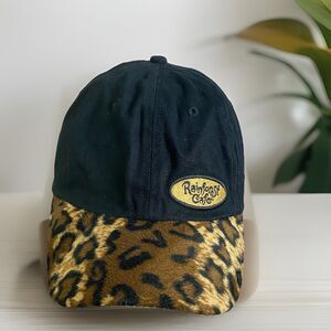 NWOT Rainforest Cafe Hat Women OS Black & Animal Faux Fur Bill Adjustable Strap